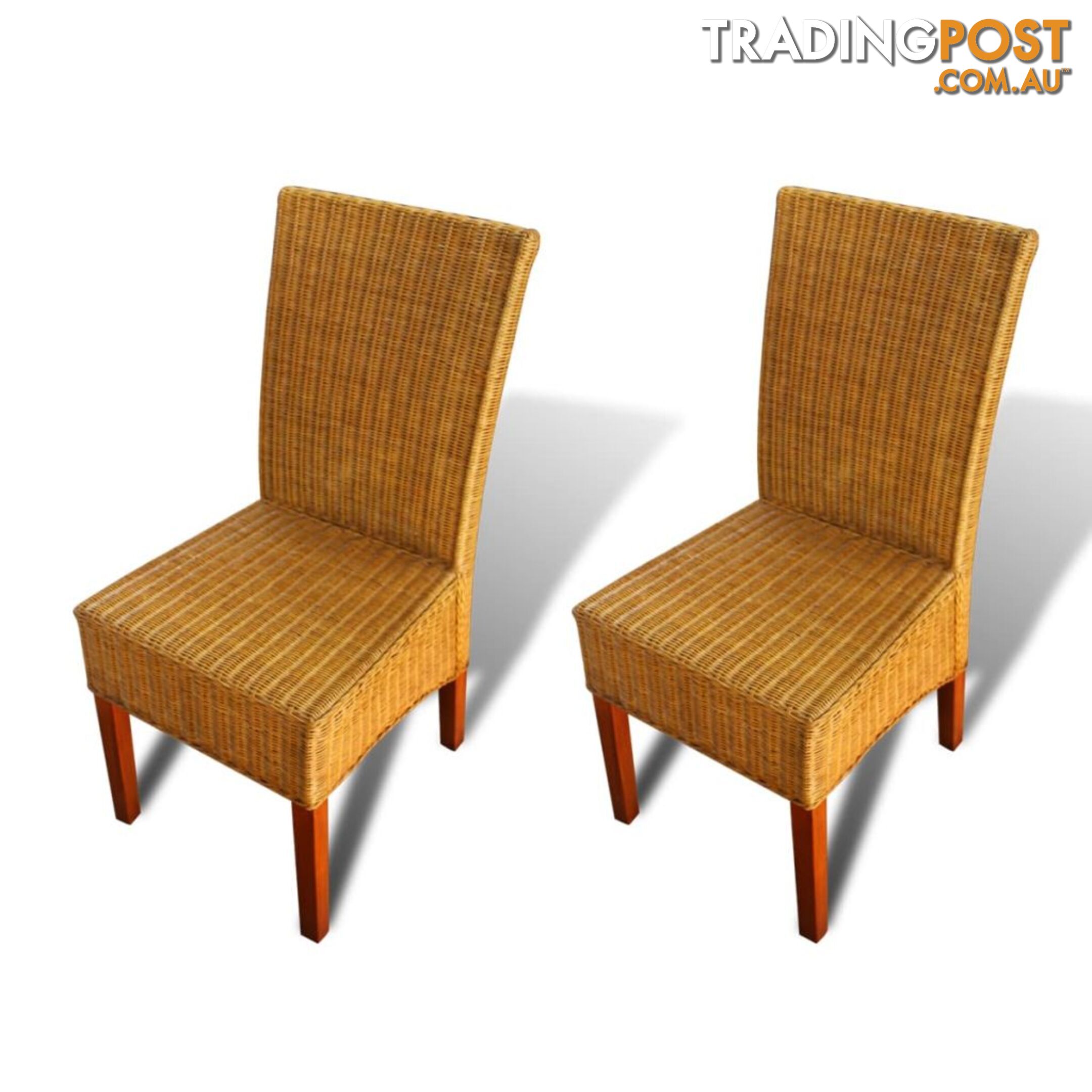 Rattan Dining Chairs - Brown (Set of 2) - Unbranded - 4326500436542