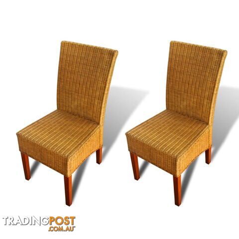 Rattan Dining Chairs - Brown (Set of 2) - Unbranded - 4326500436542