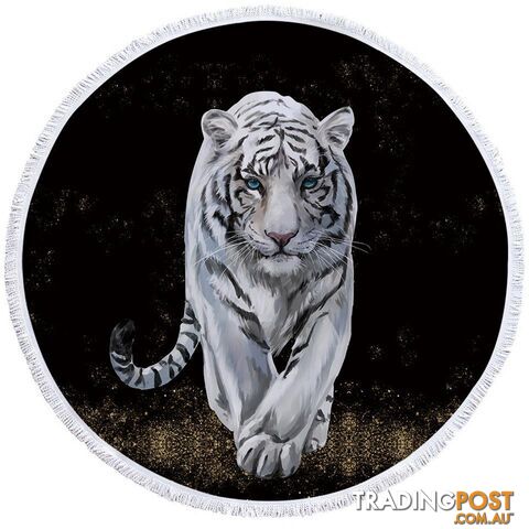 White Tiger Beach Towel - Towel - 7427046306744