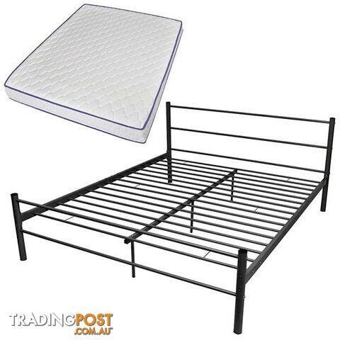 Metal Bed with Memory Foam Mattress Black AU Queen - Unbranded - 9476062107857