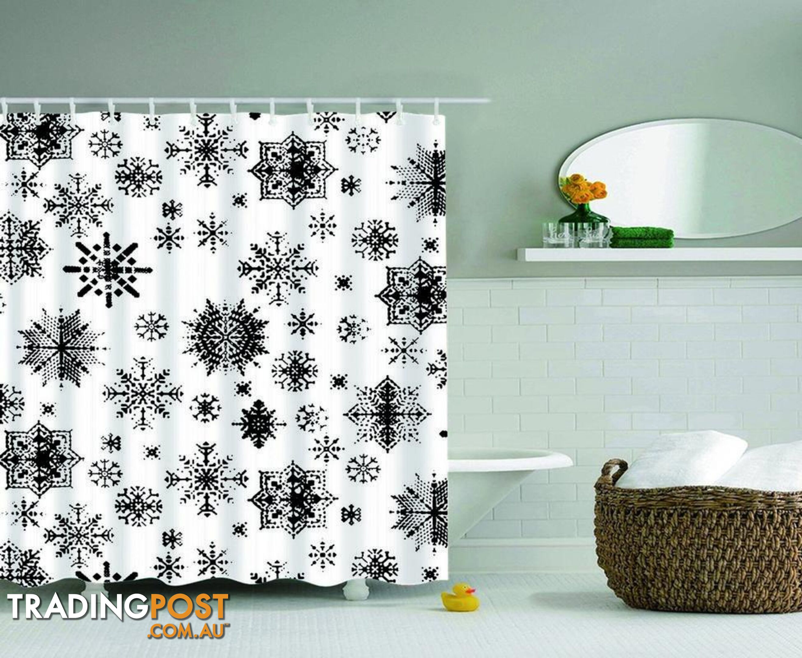 Black And White Snowflakes Shower Curtain - Curtain - 7427005933172