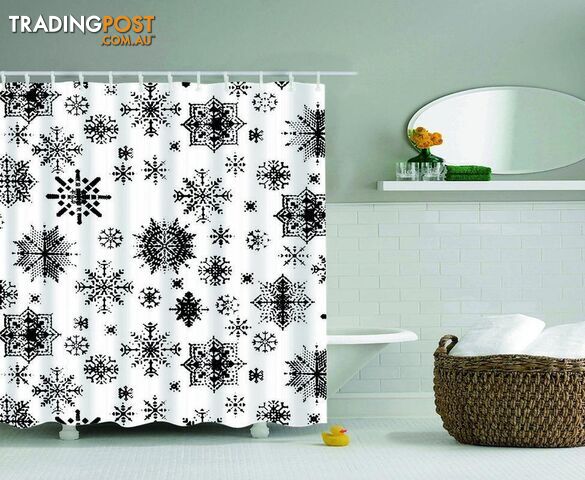 Black And White Snowflakes Shower Curtain - Curtain - 7427005933172