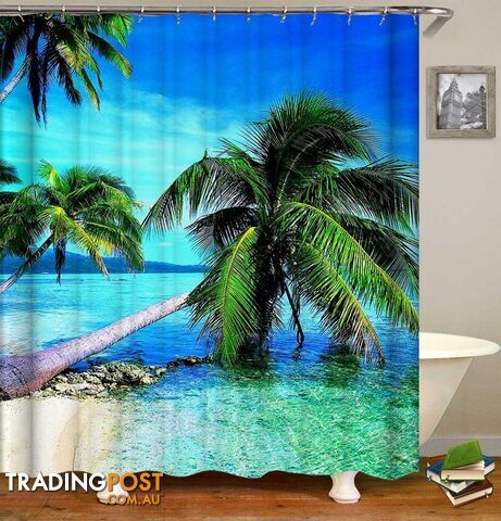 Palm Trees Beach Shower Curtain - Curtain - 7427046078139