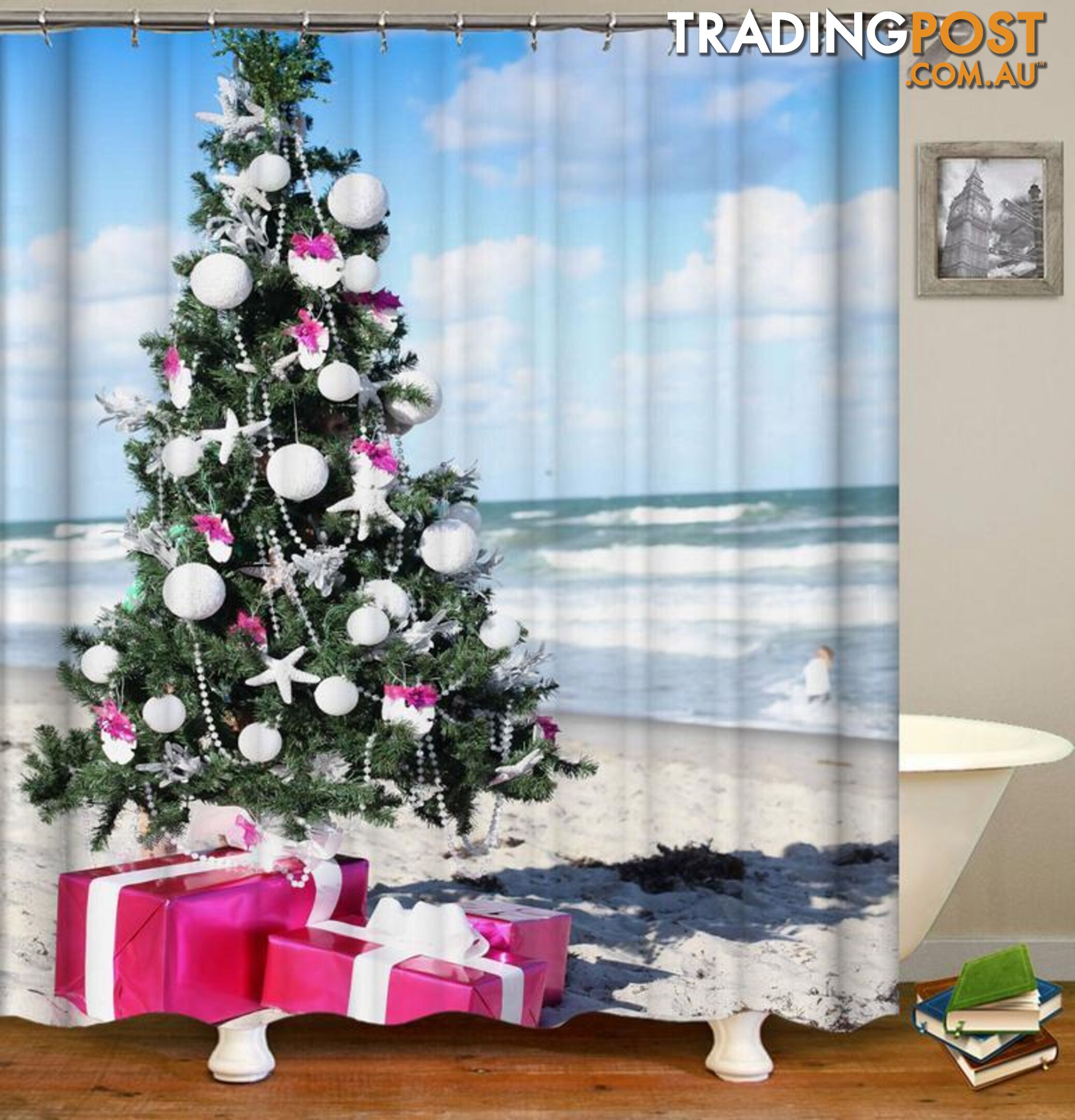 Christmas Spirit At The Beach Shower Curtain - Curtain - 7427005931505