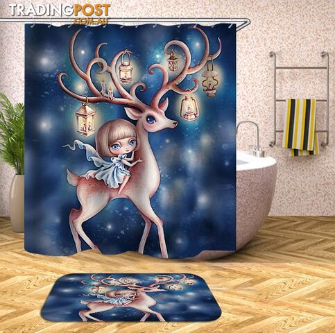 Cartoon Girl Riding A Deer Shower Curtain - Curtain - 7427045945456