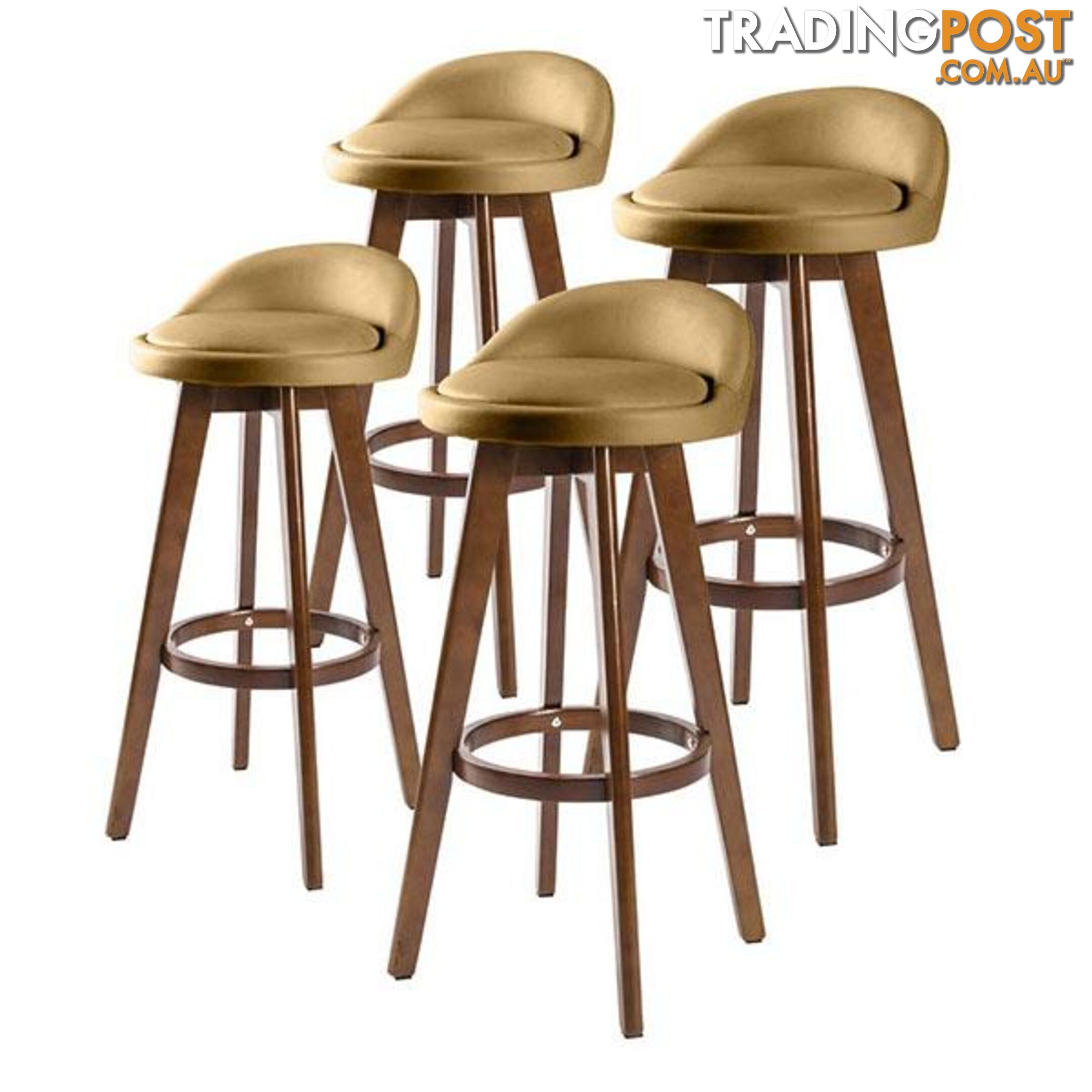 4X 72Cm Oak Wood Bar Stool Leather Leila Coffee Brown - Bar Stool - 7427005892592