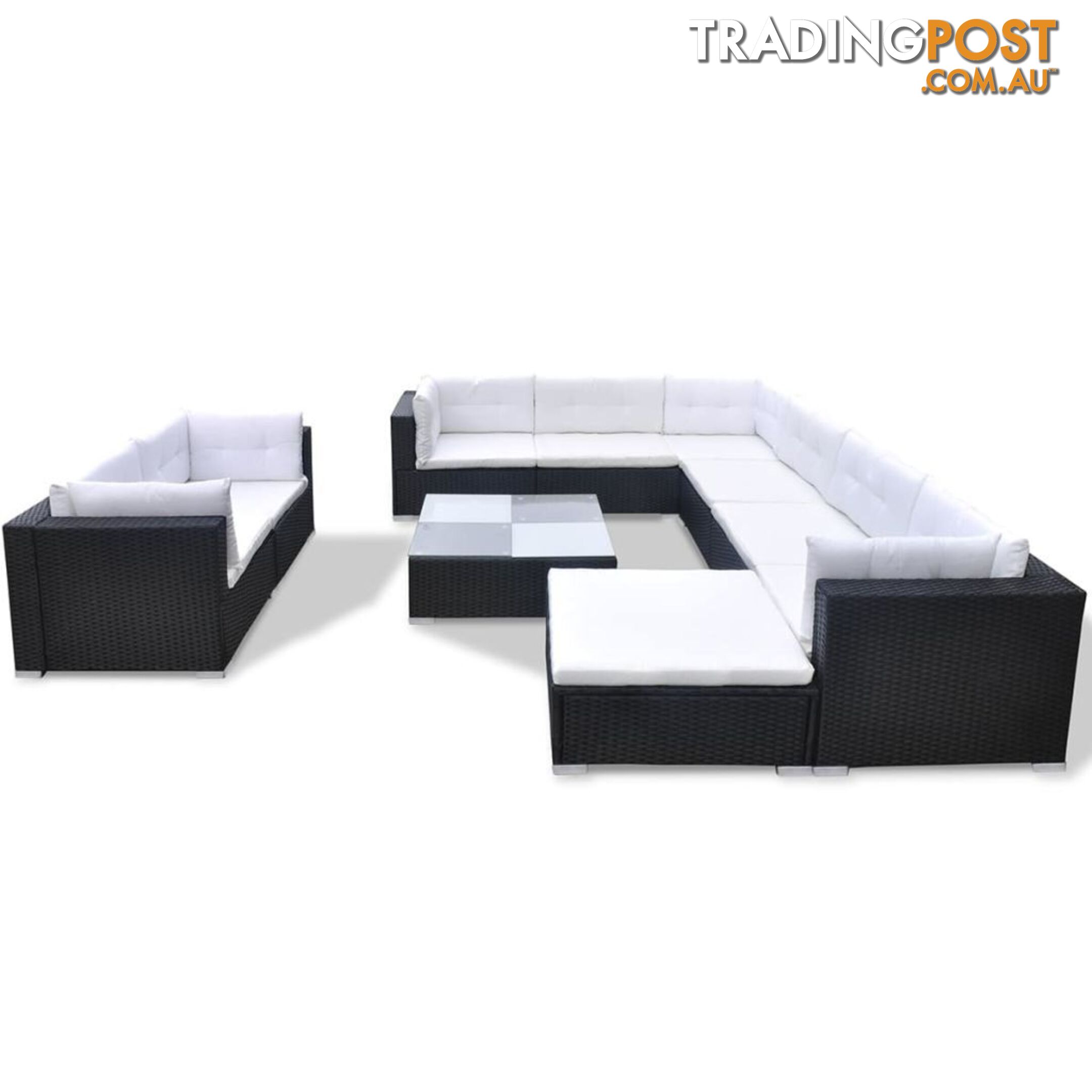 Garden Sofa Poly Rattan Set (32 Pcs) - Black - Unbranded - 4326500416728