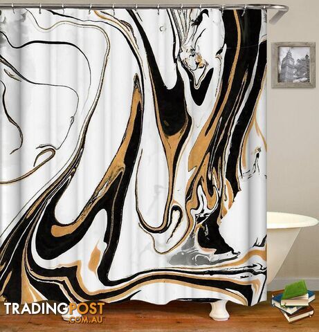Golden Black Marble Shower Curtain - Curtain - 7427046139915
