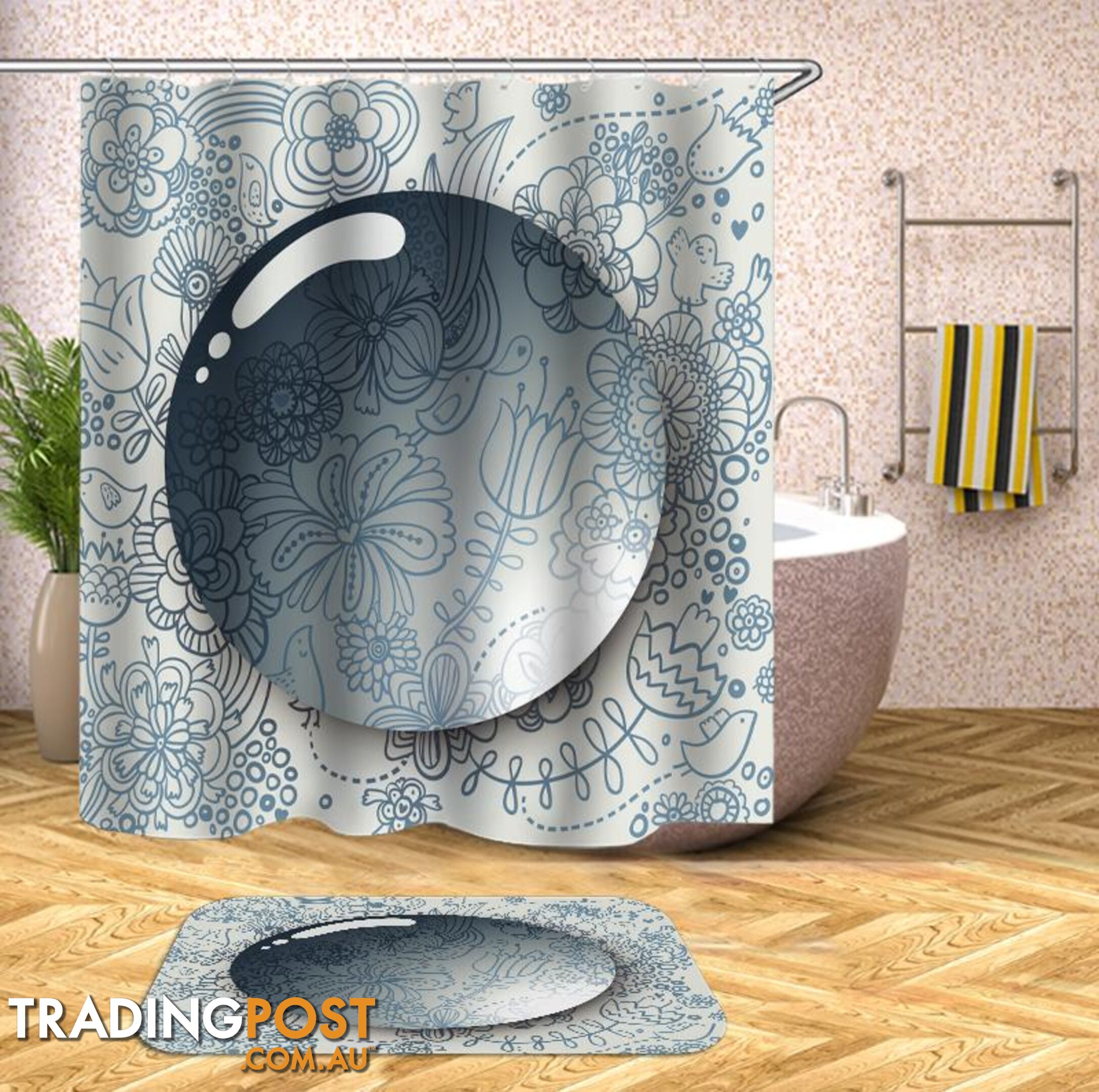 Floral Background For A 3D Bubble Shower Curtain - Curtain - 7427045947672