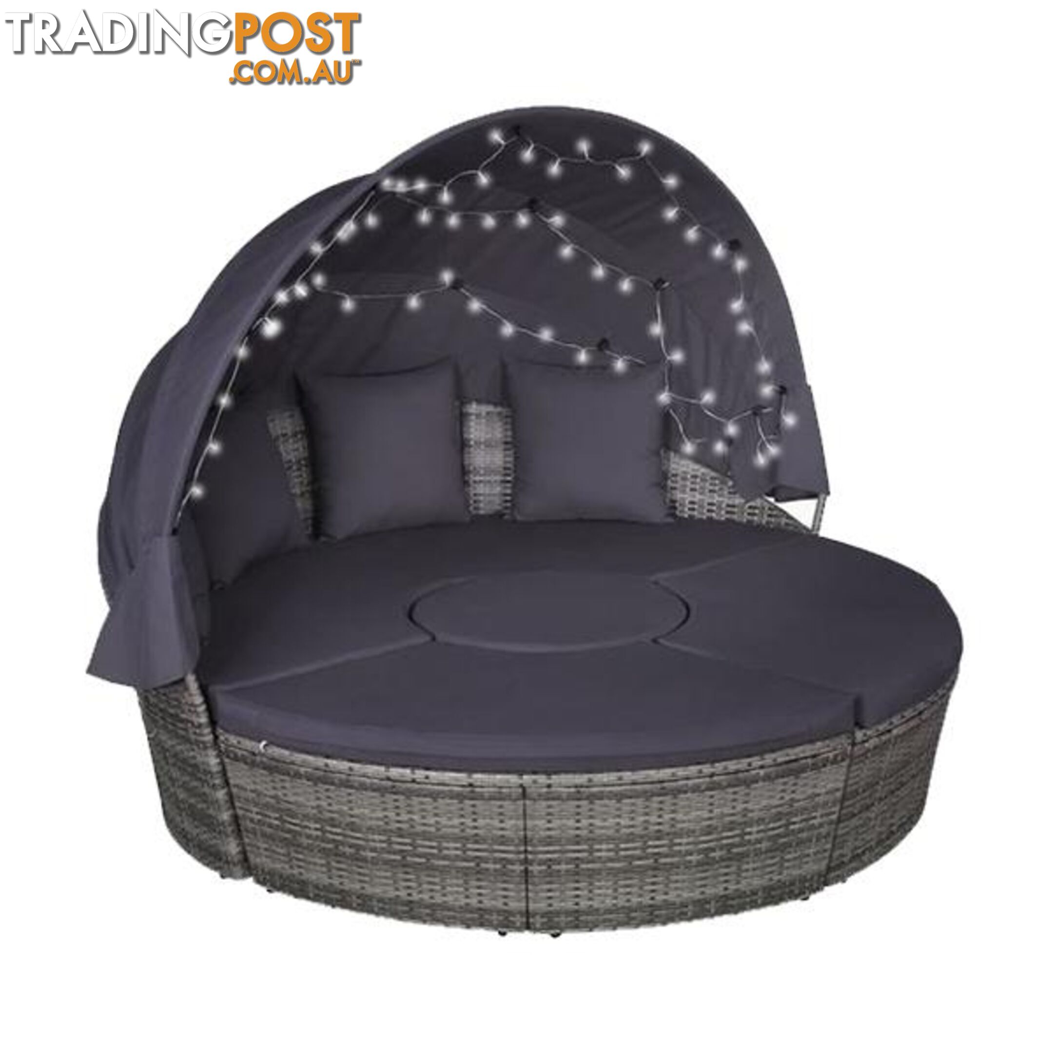 4 Piece Outdoor Lounge Set With Cushions Leds Poly Rattan Grey - Unbranded - 8718475609643