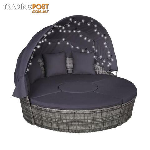 4 Piece Outdoor Lounge Set With Cushions Leds Poly Rattan Grey - Unbranded - 8718475609643