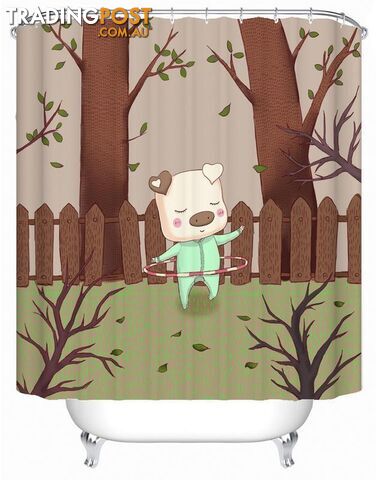 Hula Hoop Piggy Shower Curtain - Curtain - 7427045918498