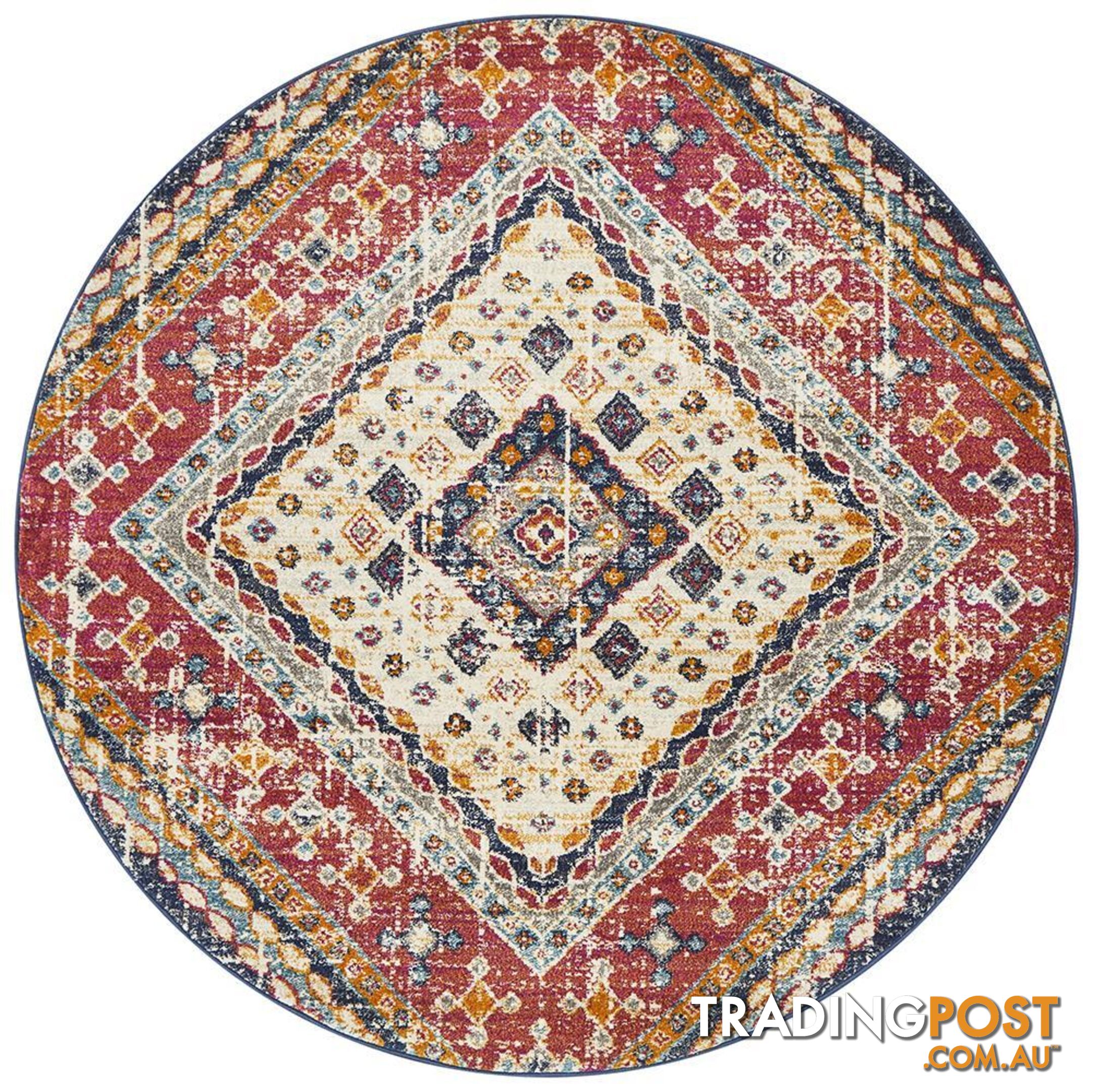 Babylon Round Diamond Multi Coloured Rug - Unbranded - 9375321874595