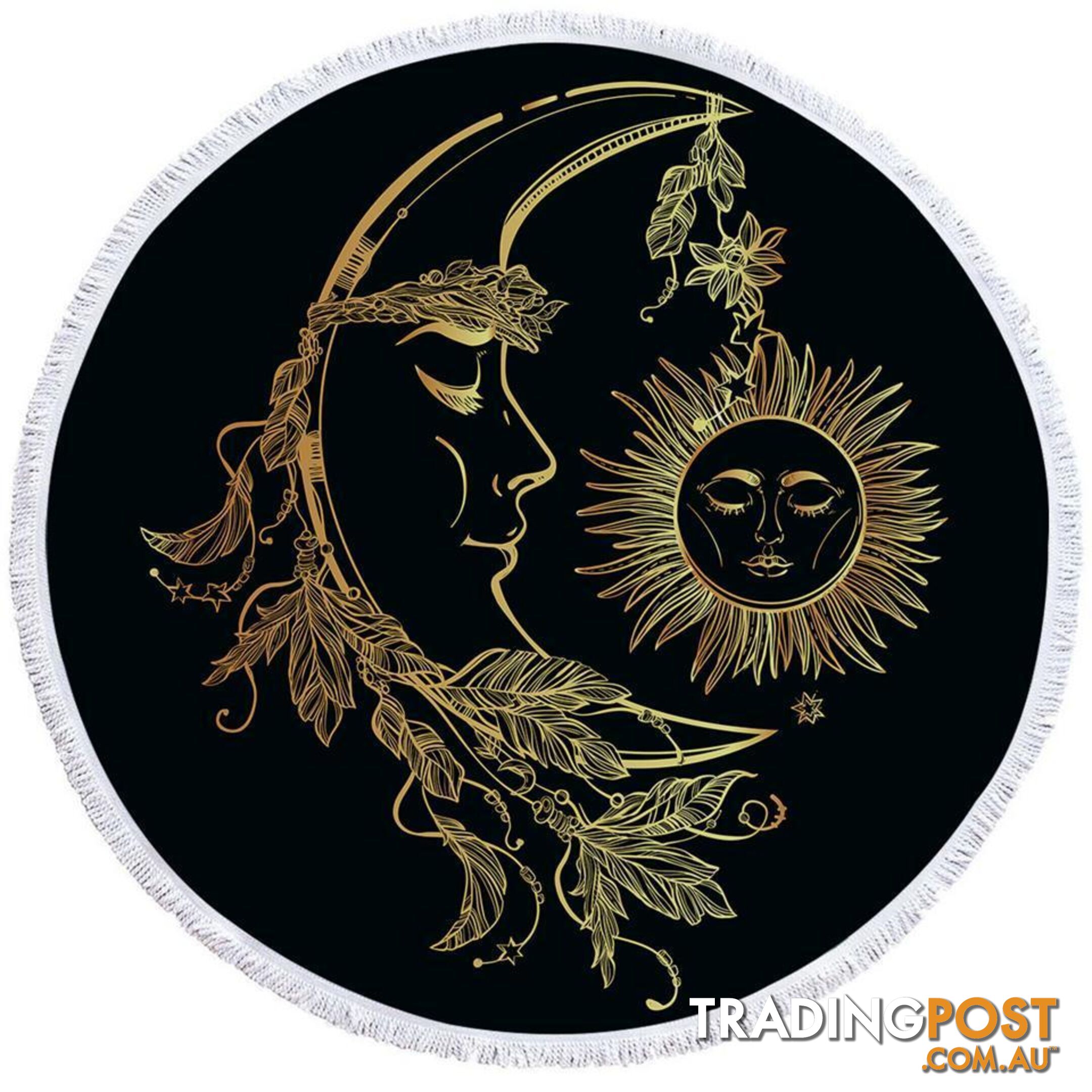 Golden Sun and Moon Beach Towel - Towel - 7427046327497