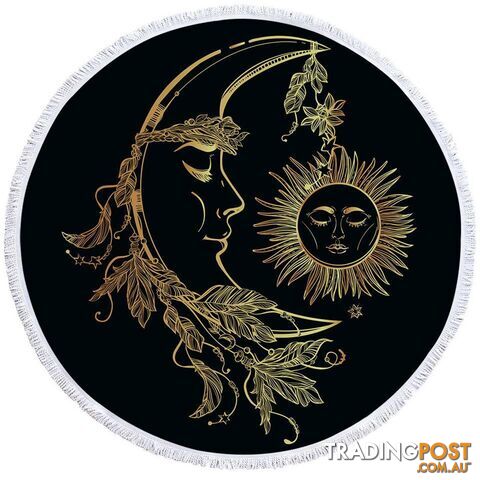 Golden Sun and Moon Beach Towel - Towel - 7427046327497