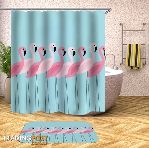 Simple Flamingo Row Shower Curtain - Curtain - 7427046016957