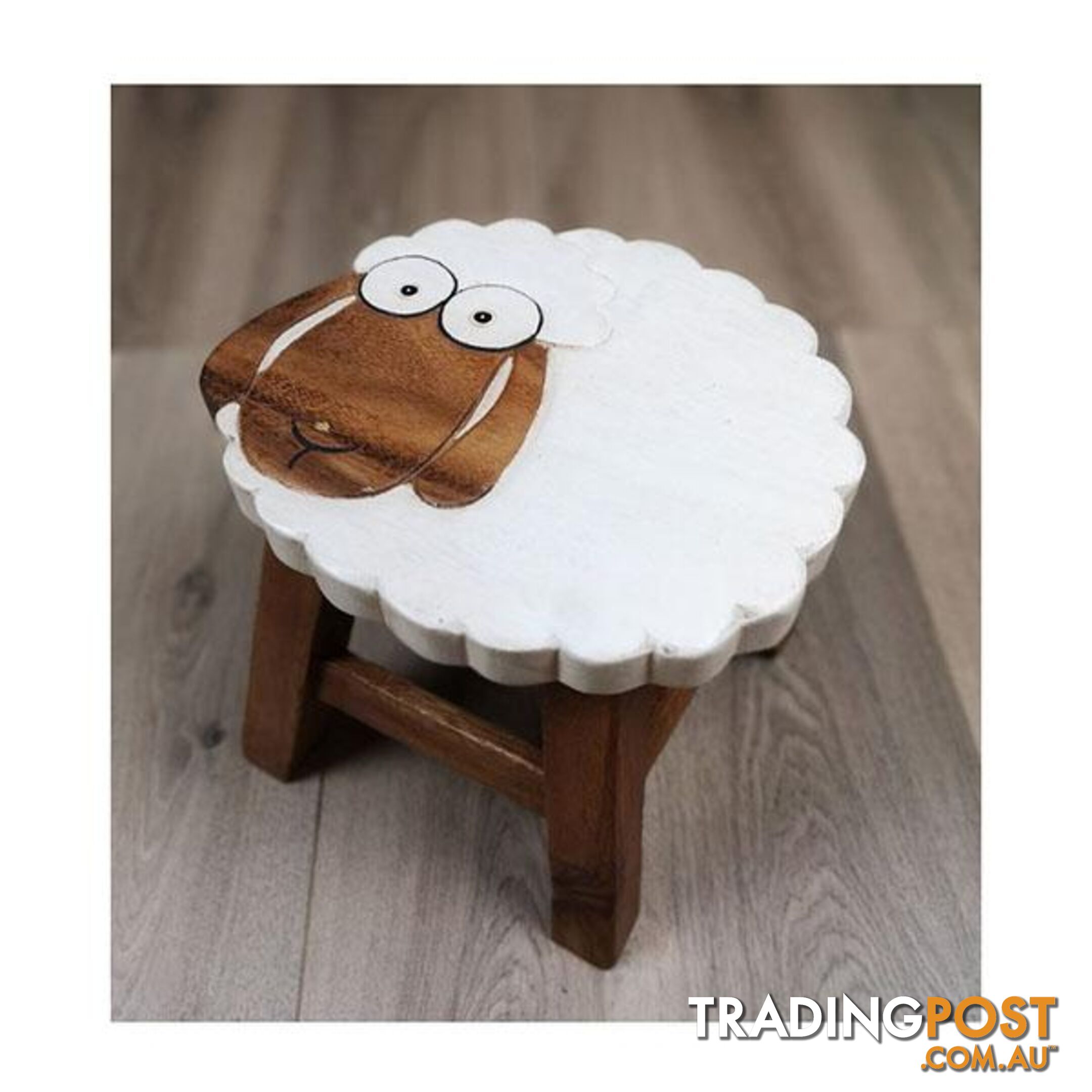 Kids Wooden Stool Long Ear Sheep - Mango Trees - 9476062140892