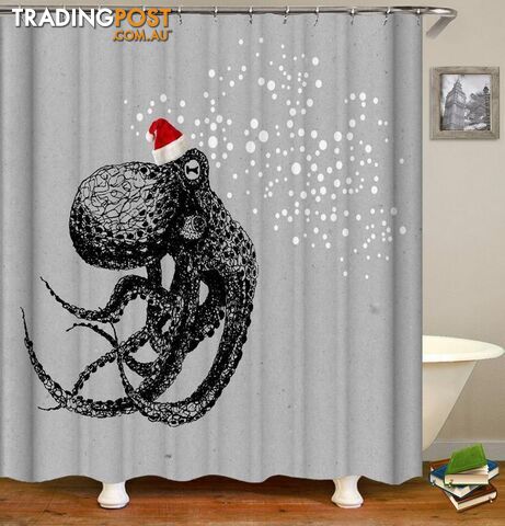 Christmas Spirit Octopus Shower Curtain - Curtains - 7427045948594