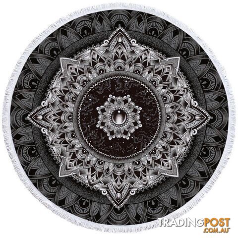 Black and White Mandala Beach Towel - Towel - 7427046324809