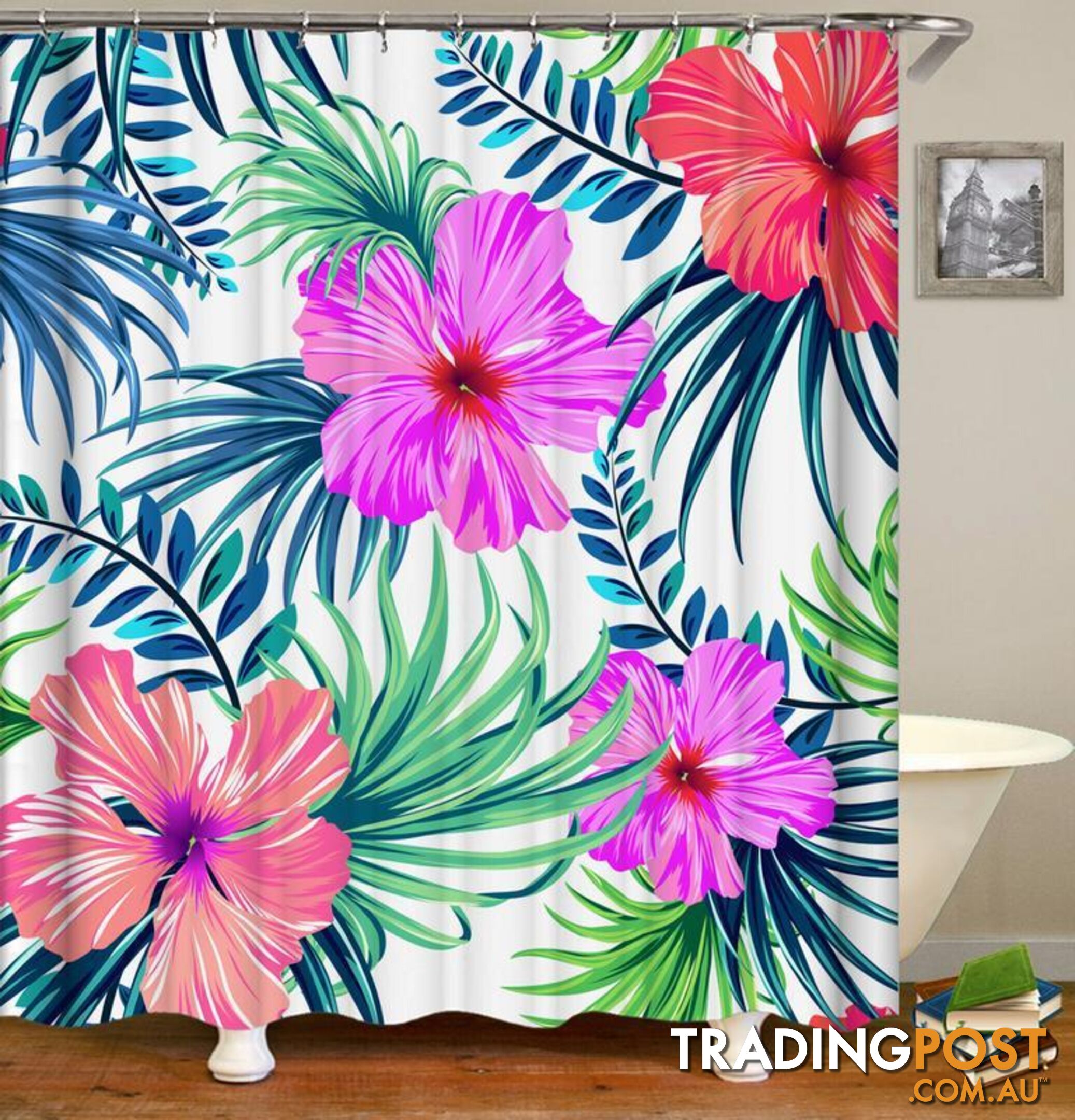 Giant Tropical Flowers Shower Curtain - Curtain - 7427045992306