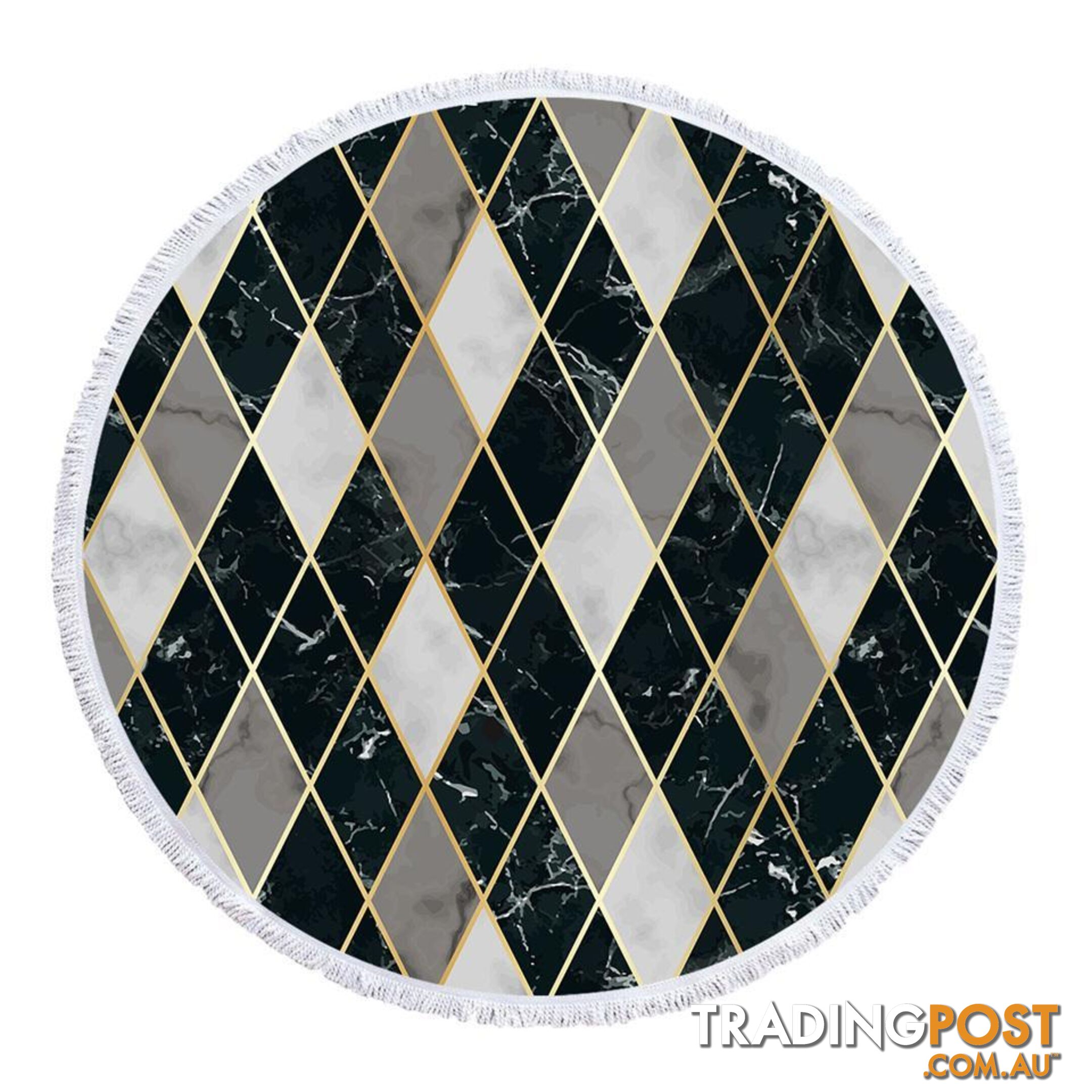 Black and Grey Geometric Shape Marble Beach Towel - Towel - 7427046341226