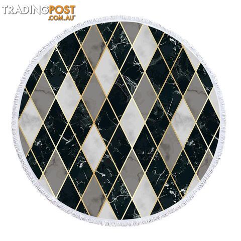 Black and Grey Geometric Shape Marble Beach Towel - Towel - 7427046341226