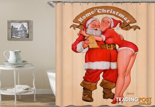 Santa And Young Hot Mrs. Claus Shower Curtain - Curtain - 7427045991873