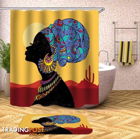 Traditional African Lady Shower Curtain - Curtain - 7427046144629