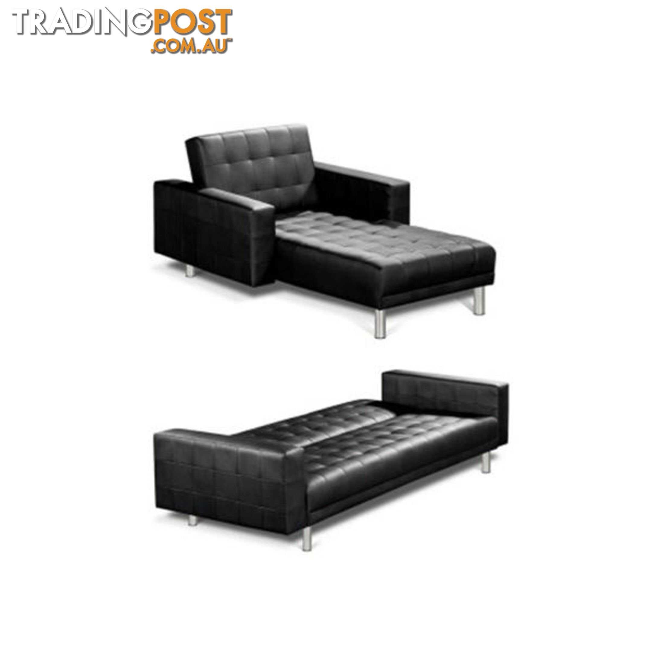 Artiss Modular PU Leather Sofa Bed - Black - Artiss - 9350062179031