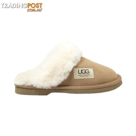 UGG Merino Sheepskin Fur Trim Scuff Memory Foam Chestnut - UGG - 822427524088