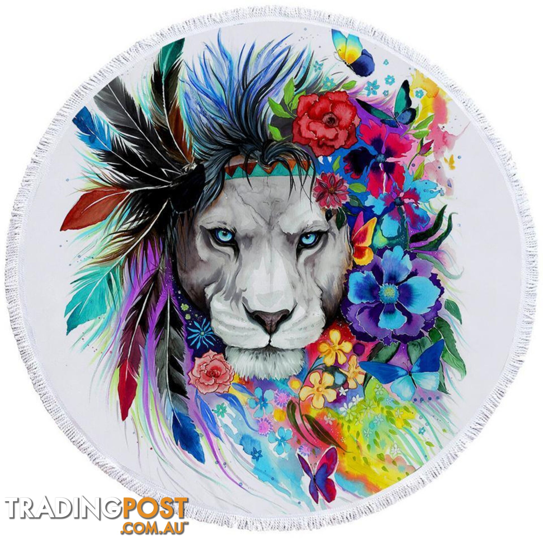 Floral Lion Beach Towel - Towel - 7427046330404