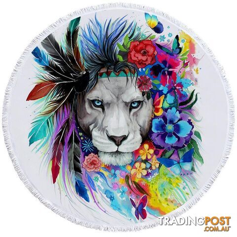 Floral Lion Beach Towel - Towel - 7427046330404