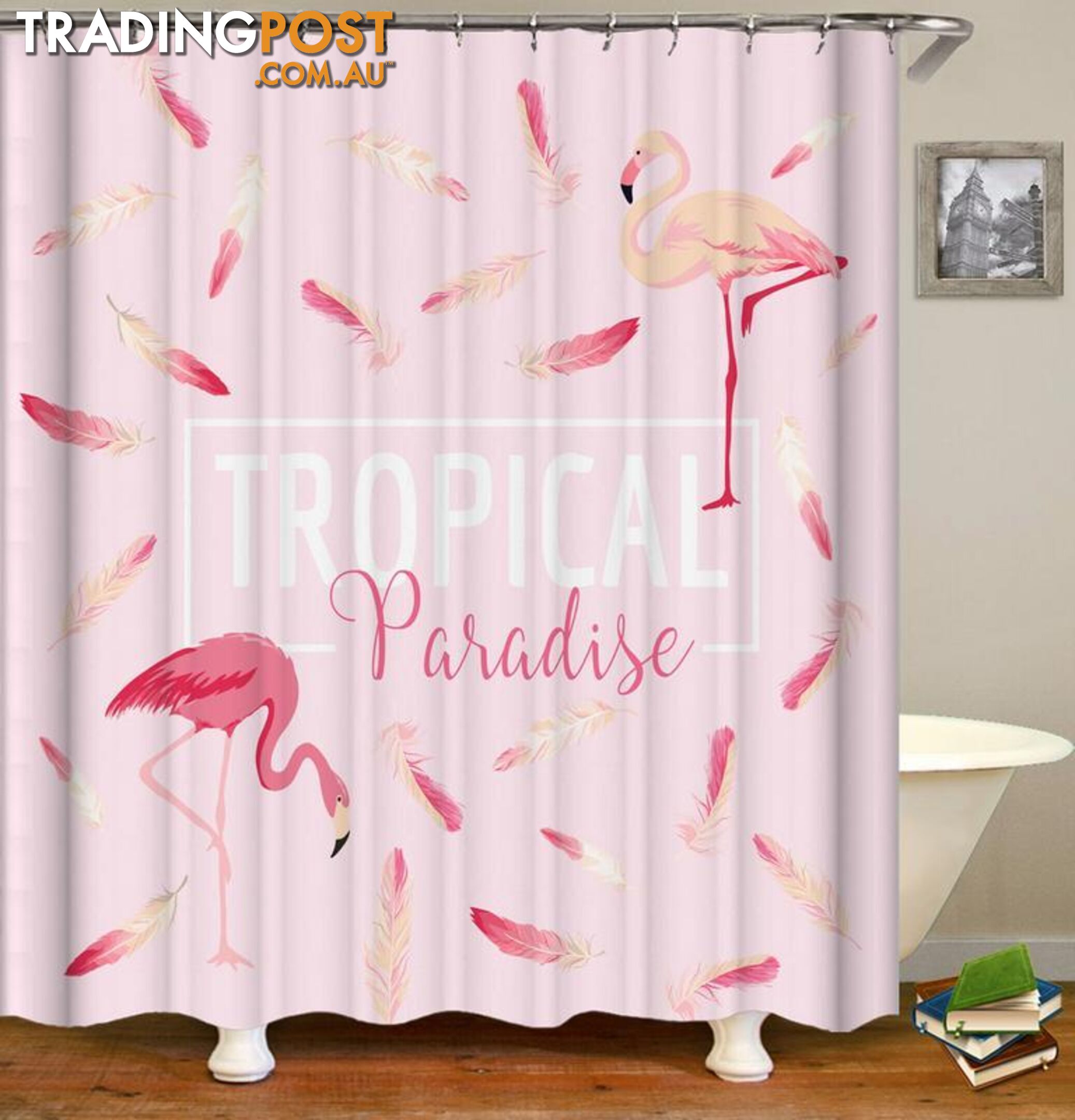 Pink Tropical Paradise Flamingo Shower Curtain - Curtain - 7427046012980