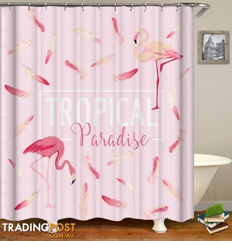 Pink Tropical Paradise Flamingo Shower Curtain - Curtain - 7427046012980