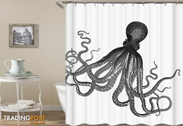 Octopus Drawing Shower Curtain - Curtain - 7427046005388