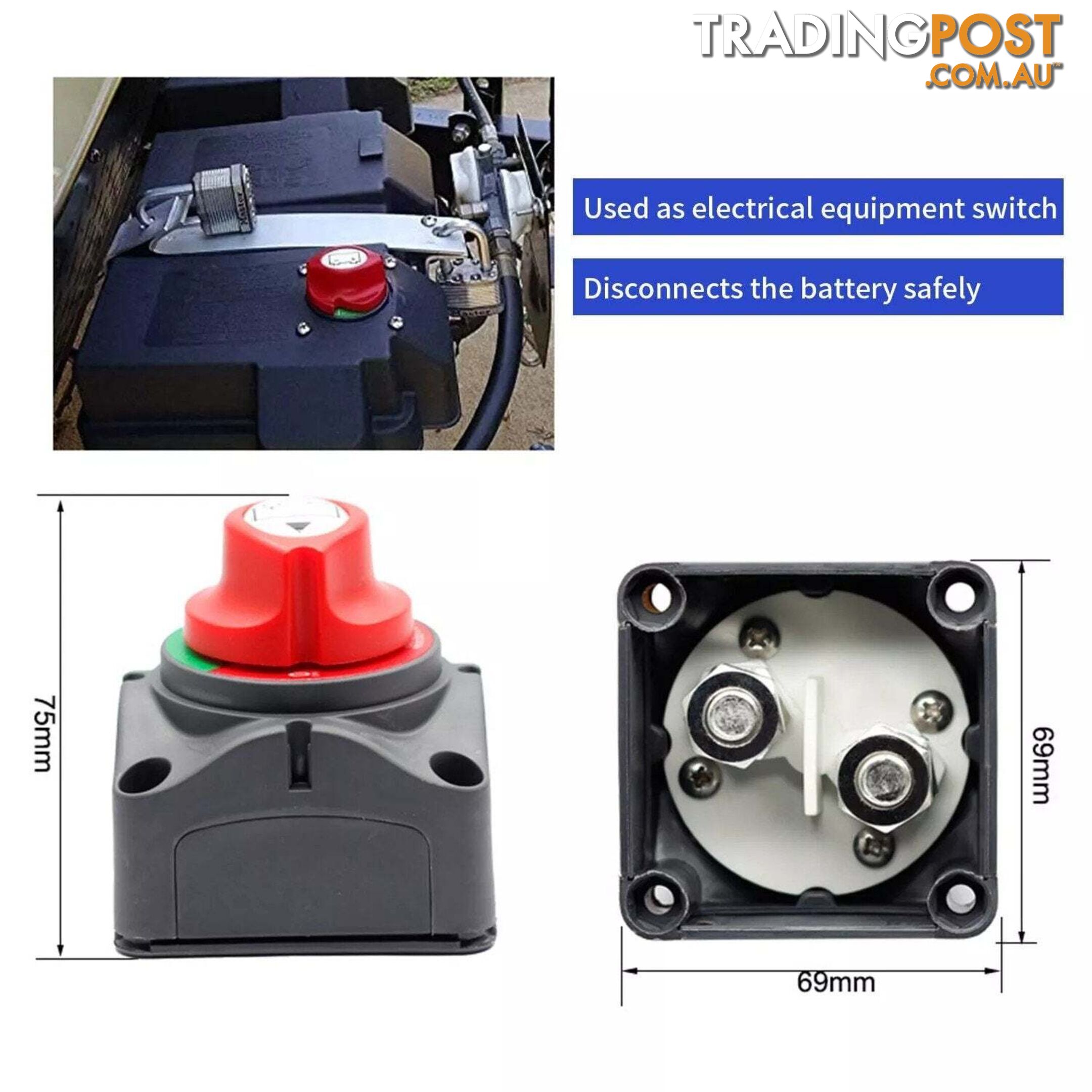 BATTERY ISOLATOR ON OFF SWITCH 275A AT 12V
