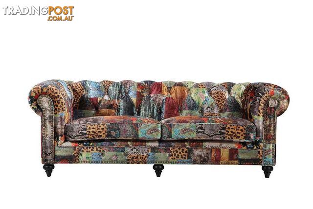 BT Chesterfield Fabric Upholstered 3 Seater Sofa â Patchwork SKU: CFLD-3/PATCH