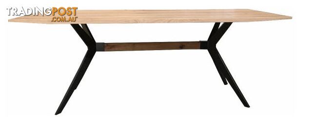 MF Danish Cross Timber Top Metal Framed Dining Table SKU: FA200A