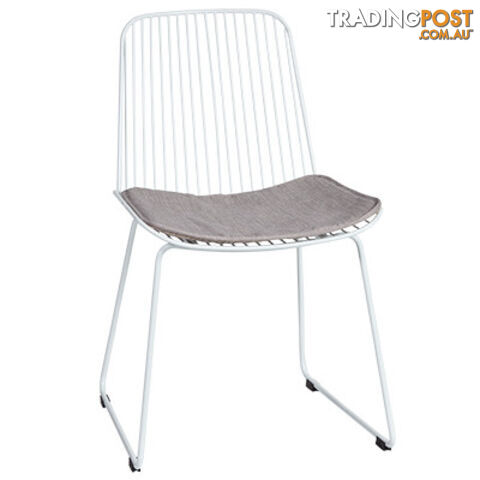 SH Angel Metal Outdoor Dining Chair with Seat Cushion - White SKU: 62-015W