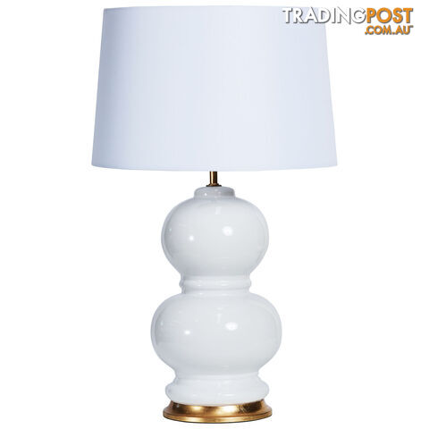 SH Poise Ceramic Table Lamp in White with Gold Base SKU: 06-113