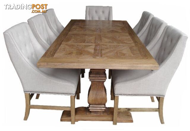MF Kensington Solid Elm Timber Dining Table SKU: PQ200-245W/N