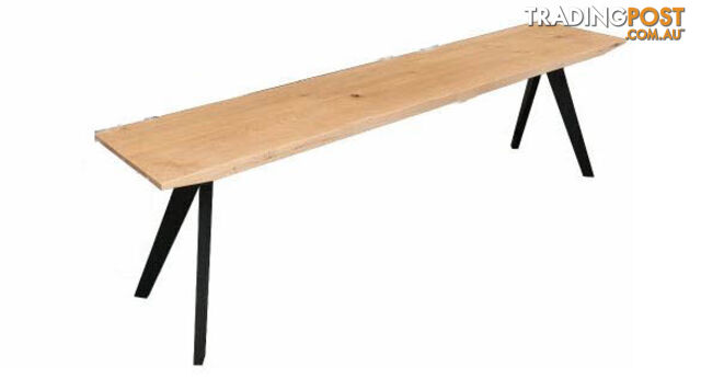 MF Danish Cross Timber Top Metal Framed Dining Bench SKU: FA170