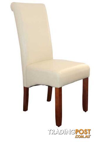 BT Avalon Ivory PU Upholstered Chestnut Leg Dining Chair SKU: AVALON-C-I