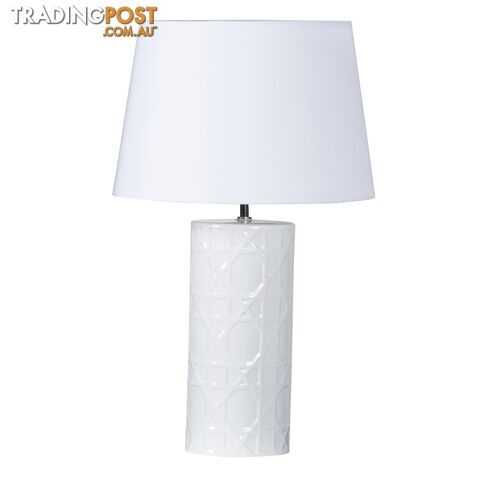 SH Webber Ceramic Table Lamp in white with Woven Textures SKU: 06-087