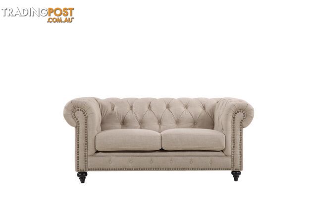 BT Chesterfield Fabric Upholstered 2 Seater Sofa SKU: CFLD-2-Linen