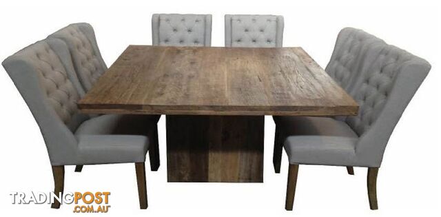 MF Flint Recycled Elm Timber Square Dining Table SKU: DL142