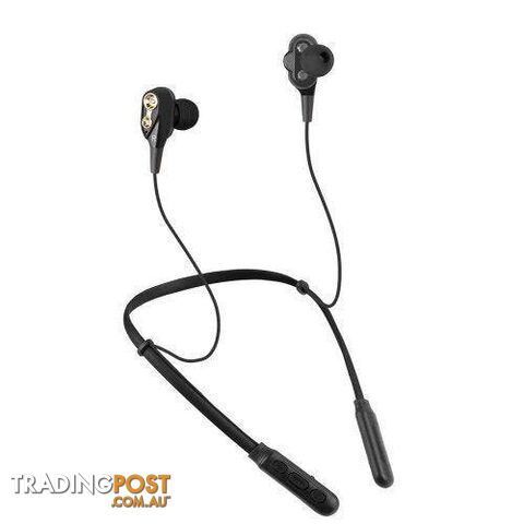 Wireless Bluetooth Headset Four Unit Drive Dual Dynamic Hybrid Bass with Mic 5.0- Black - 00767643673649 - SPJ-MF38173