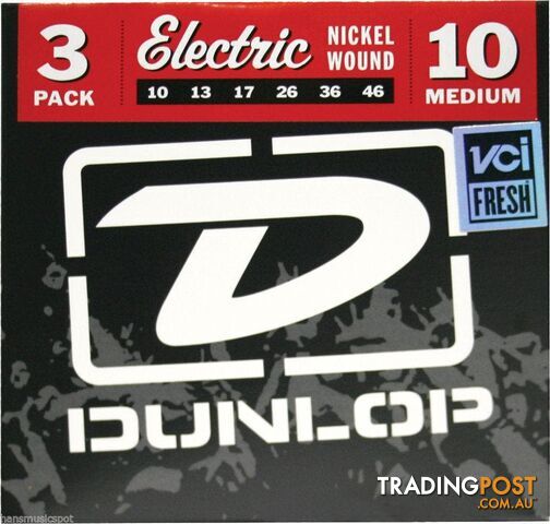 Jim Dunlop-Electric Guitar Strings 3 Pack Medium 10-46 Nickel Wound - SCM-3PDEN1046