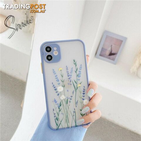 iPhone Flower Shockproof Case Clear Silicone Cover-For Apple iPhone 11/Purple - JSK-FY1302-IP11-Purple-BP