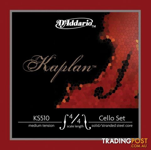 D'Addario Kaplan Cello Strings Set, 4/4 Scale, Medium Tension Full set KS510 - AGK-K510_M56555